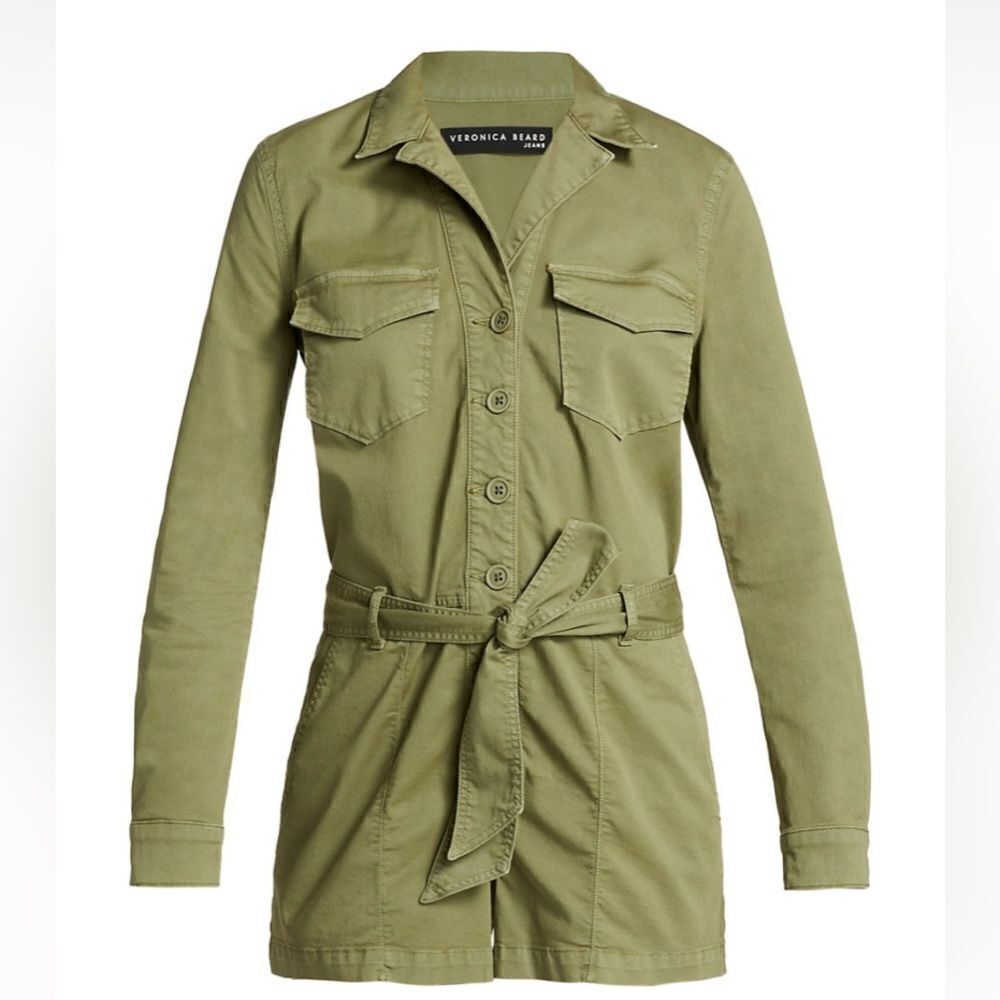 Veronica Beard Winifred Tie-Waistcottontwillromper
